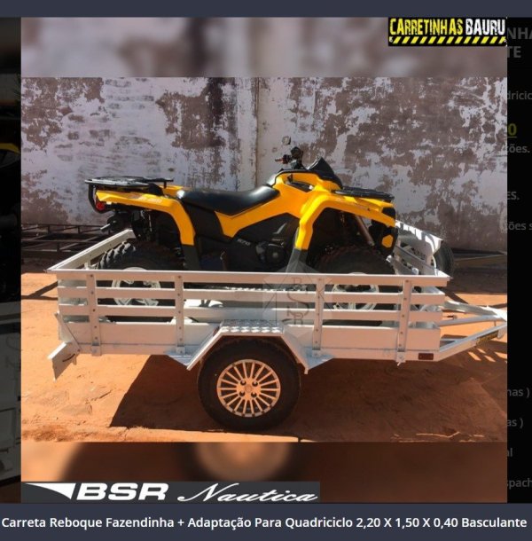 Carreta Reboque Fazendinha com Adapta��o para Quadriciclo 2,20 X 1,50 X 0,40