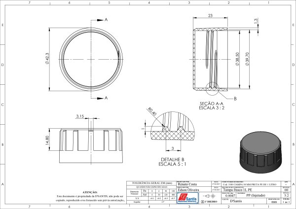 Tampa 38 MM PE 1 Litro