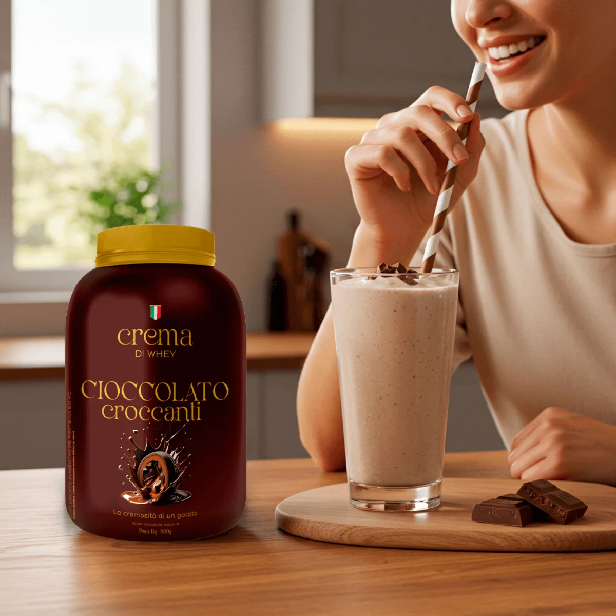 O Prazer de um Gelato Italiano com a Fora de um Whey Protein Premium