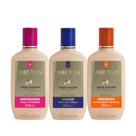 Trio Creme Silicone Antidanos, Brilho e Prote��o 250mL