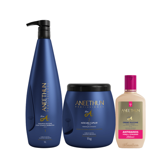 Kit Linha A Shampoo e M�scara (1L/Kg) + Creme Silicone Antidanos 250mL