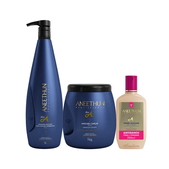 Kit Linha A Shampoo e M�scara (1L/Kg) + Creme Silicone Antidanos 250mL
