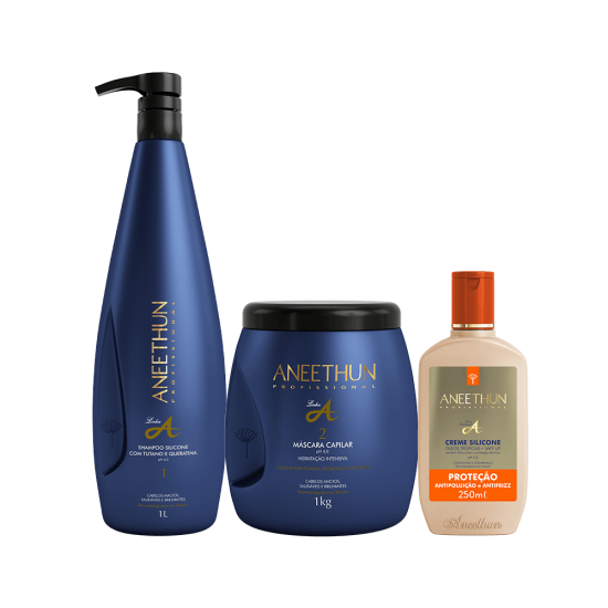 Kit Linha A Shampoo e M�scara (1L/Kg) + Creme Silicone Prote��o 250mL