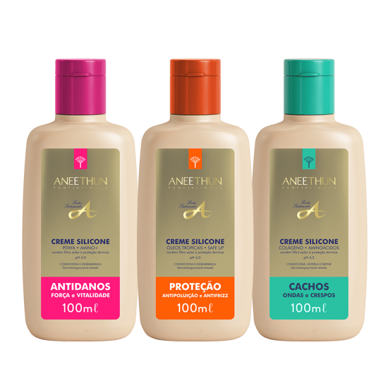 Trio Creme Silicone Prote��o, Antidanos e Cachos 100mL