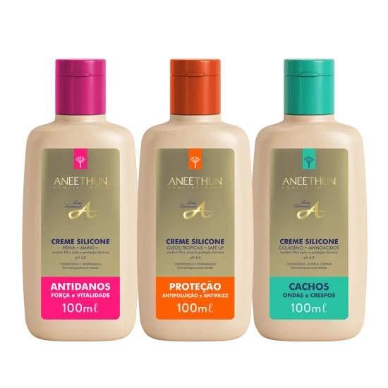 Trio Creme Silicone Prote��o, Antidanos e Cachos 100mL