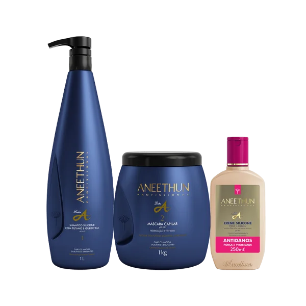 Kit Linha A Shampoo e M�scara (1L/Kg) + Creme Silicone Antidanos 250mL