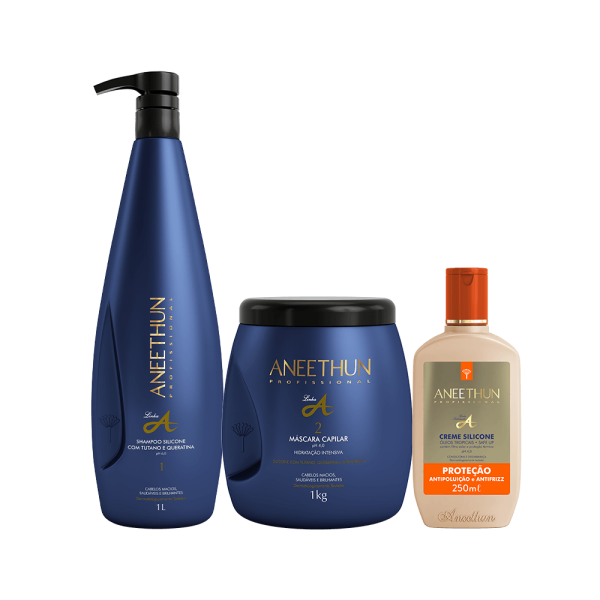 Kit Linha A Shampoo e M�scara (1L/Kg) + Creme Silicone Prote��o 250mL
