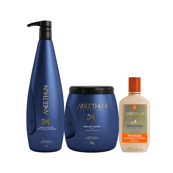 Kit Linha A Shampoo e M�scara (1L/Kg) + Creme Silicone Prote��o 250mL
