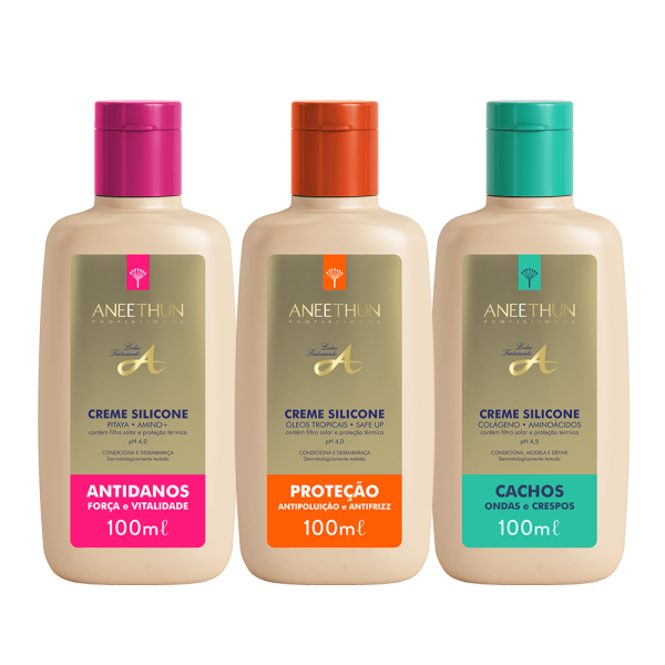 Trio Creme Silicone Prote��o, Antidanos e Cachos 100mL