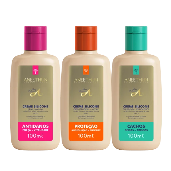 Trio Creme Silicone Prote��o, Antidanos e Cachos 100mL