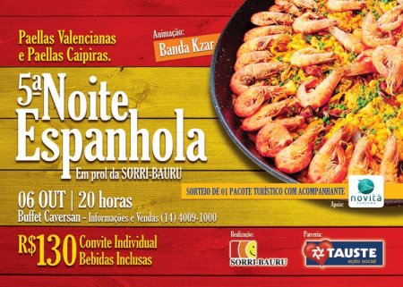 Saiba mais sobre SORRI-BAURU promove a 5a. Noite Espanhola