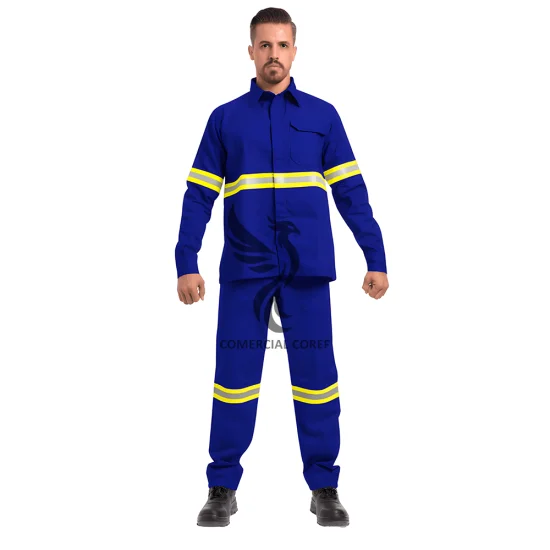 Conjunto antichama azul marinho NR10 com refletivo