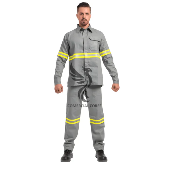 Conjunto antichama cinza NR10 com refletivo