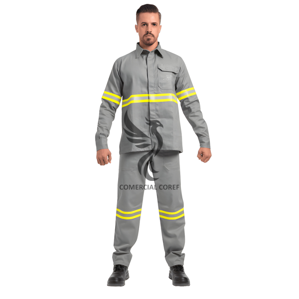 Conjunto antichama cinza NR10 com refletivo