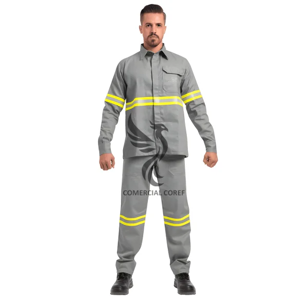 Conjunto antichama cinza NR10 com refletivo