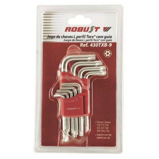 Jogo Chave L Torx com Guia 430TXB-9 T10 a T50