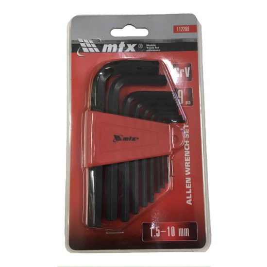 Jogo de Chave Allen Curta 1,5 - 10 MM, CRV, 9 pe�as Preto