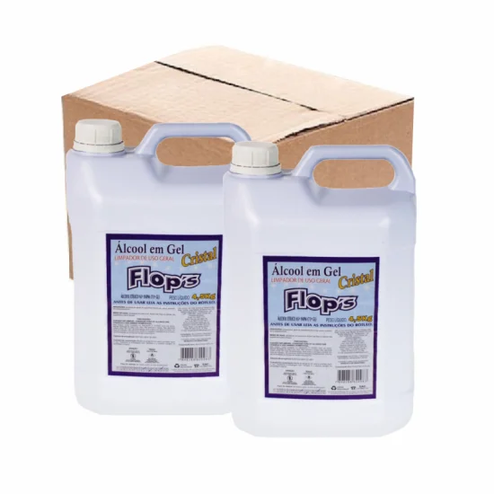 lcool em Gel Cristal Flop's 70gl - 4,5kg (5 litros) - cx 2 un.