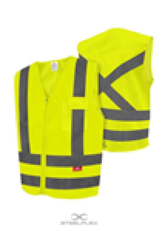 COLETE REFLETIVO AMARELO-PRATA 1 BOLSO-ZIPER G TAMANHO G - COM ZIPER FRONTAL  CAIXA COM 5 UNIDADES