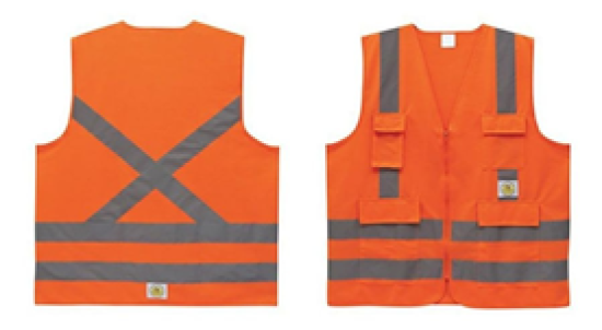 COLETE REFLETIVO LARANJA-PRATA 1 BOLSO ZIPER FRONTAL