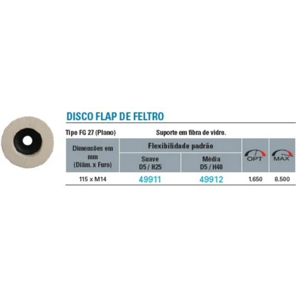 Disco Flap Feltro - FG27 C-Fibra RET D5-H25
