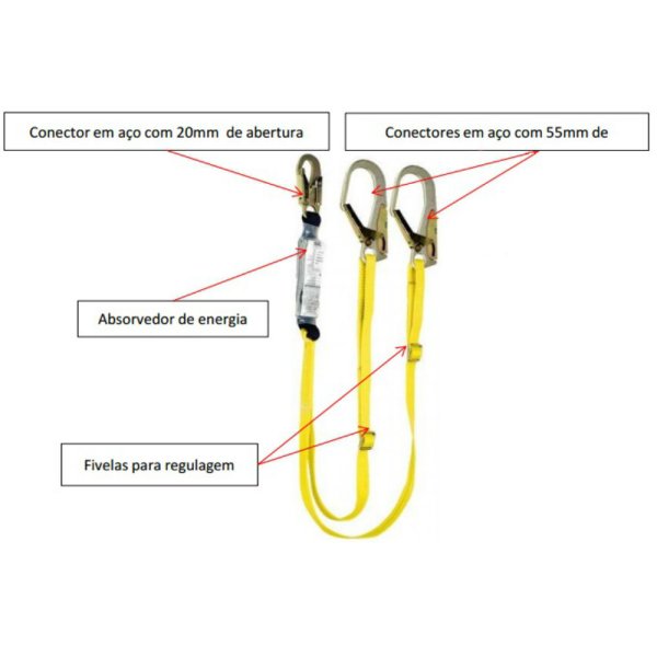 Talabarte duplo com absorvedor de energia 2 Mosquetes