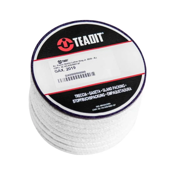 GAXETA 2019 1/2 12,7MM 4,17M/KG FIBRA ACR�LICA FLEX�VEL QUADRADA PTFE TEFLON TEADIT 2KG