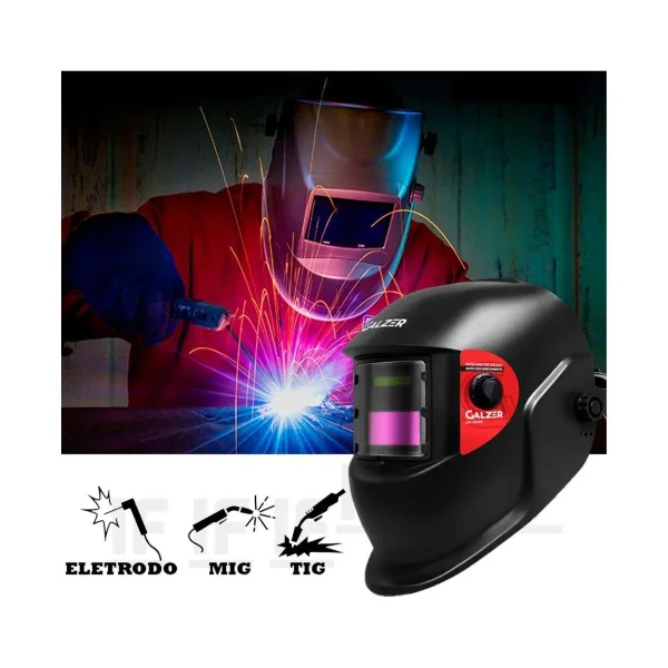 M�scara De Solda Autom�tica Galzer Ca 46612 Auto Escurecimento Regulagem Uv Profissional