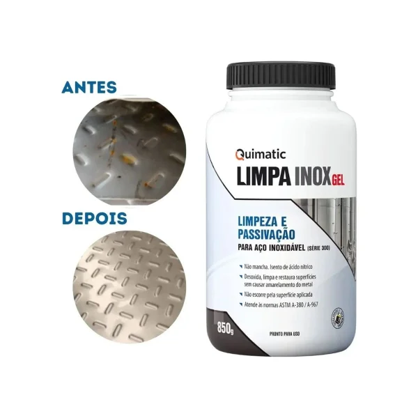Tapmatic Limpa Inox Gel Quimatic 850g Limpeza Profissional Brilho Prote��o LS1