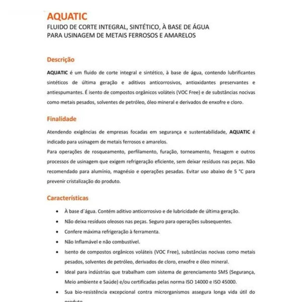 Tapmatic Fluido De Corte Aquatic Quimatic 500ml Para Usinagem E Refrigera��o AT1