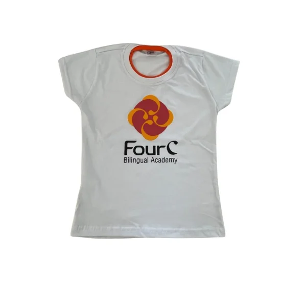Babylook Manga Curta Branca Algodo FourC