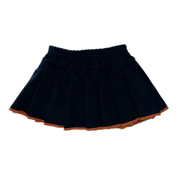 Short Saia de Prega Preto com Laranja