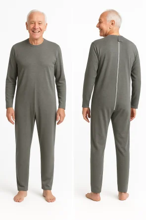 Pijama longo adaptado com abertura nas costas