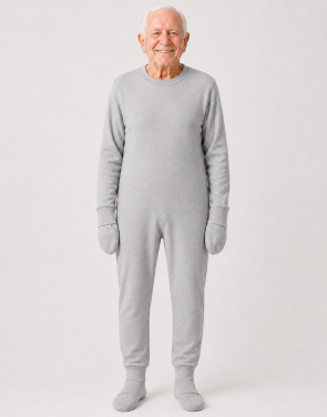 Pijama Macac�o para Idosos com Luvas e Meias Embutidas