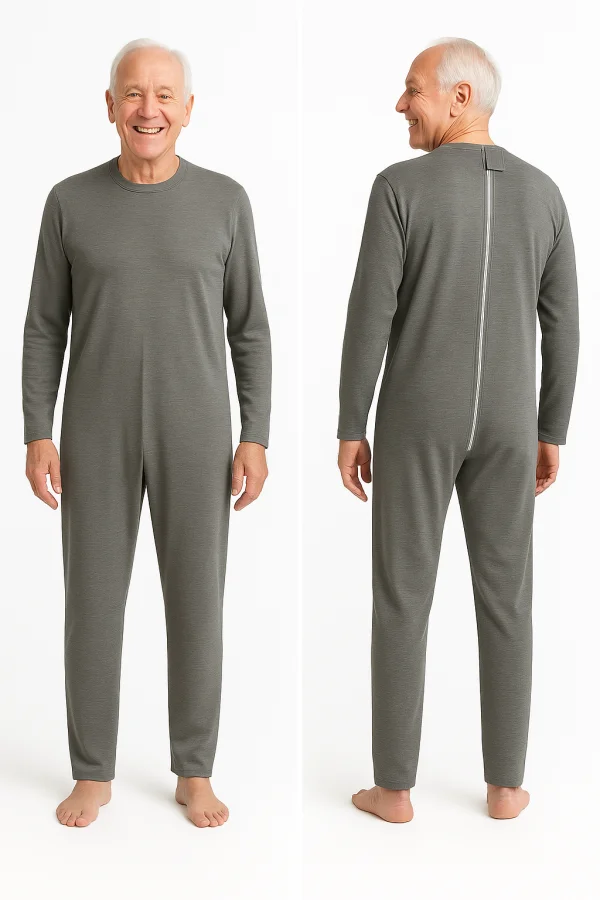 Pijama longo adaptado com abertura nas costas