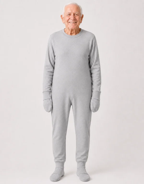 Pijama Macac�o para Idosos com Luvas e Meias Embutidas