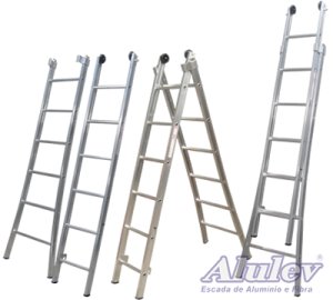 ESCADA DE ALUM�NIO EST. DUPLA 6 DG.