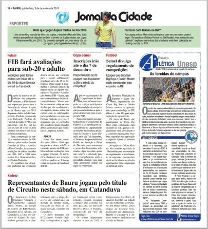 Avalia��es nas equipes Sub-20 e Adulta s�o destaque no Jornal da Cidade