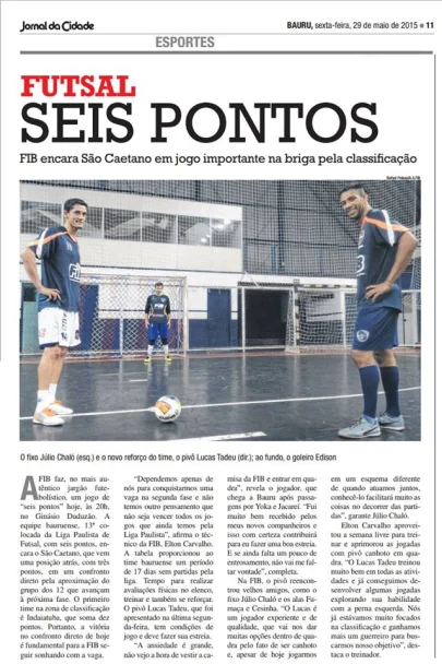Jornal da Cidade de Bauru destaca A.A. FIB