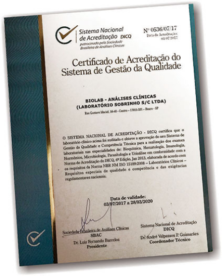 Certificado de Acreditao do Sistema de Gesto de Qualidade