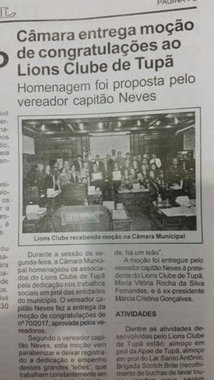 Divulgação marca Lions - Matéria no Jornal Diário de Tupã_304x540