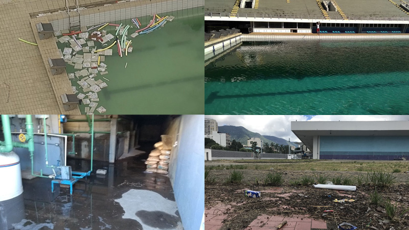 Em 2013, as piscinas do Parque Aqutico Julio Delamare estavam abandonadas, sucateadas e sujas