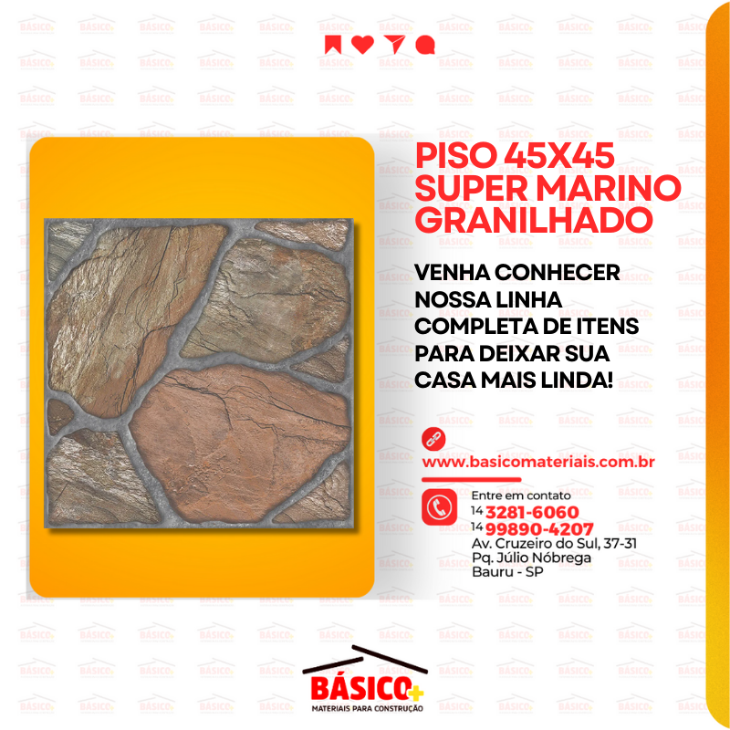 PISO 45X45 SUPER MARINO GRANILHADO