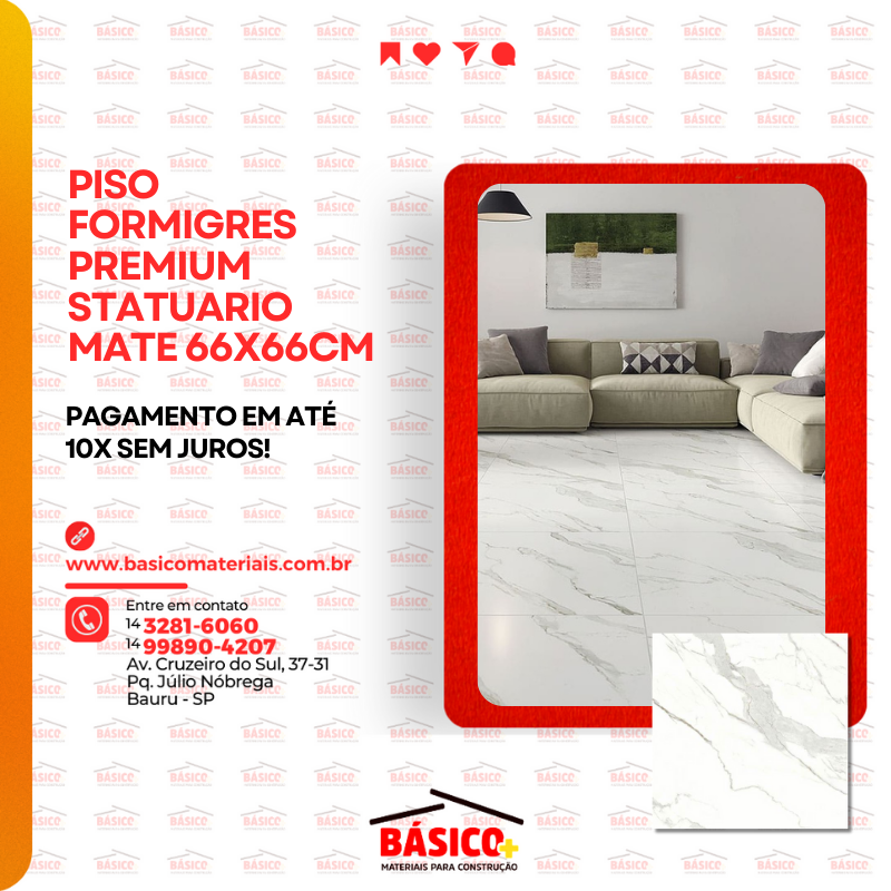 PISO FORMIGRESSS STATUARIO MATE 66X66