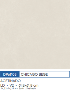 CHICAGO BEGE  61105  61,8X61,8  PORCELANATO BASE BRANCA EMBRAMACO  MT�