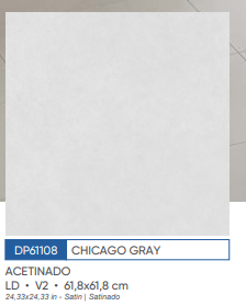 CHICAGO GRAY 61,8X61,8 61108  PORCELANATO BASE BRANCA  EMBRAMACO MT�