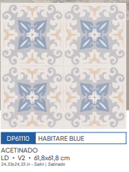 HABITARE BLUE 61,8X61,8  61110 PORCELANATO BASE BRANCA  MT�