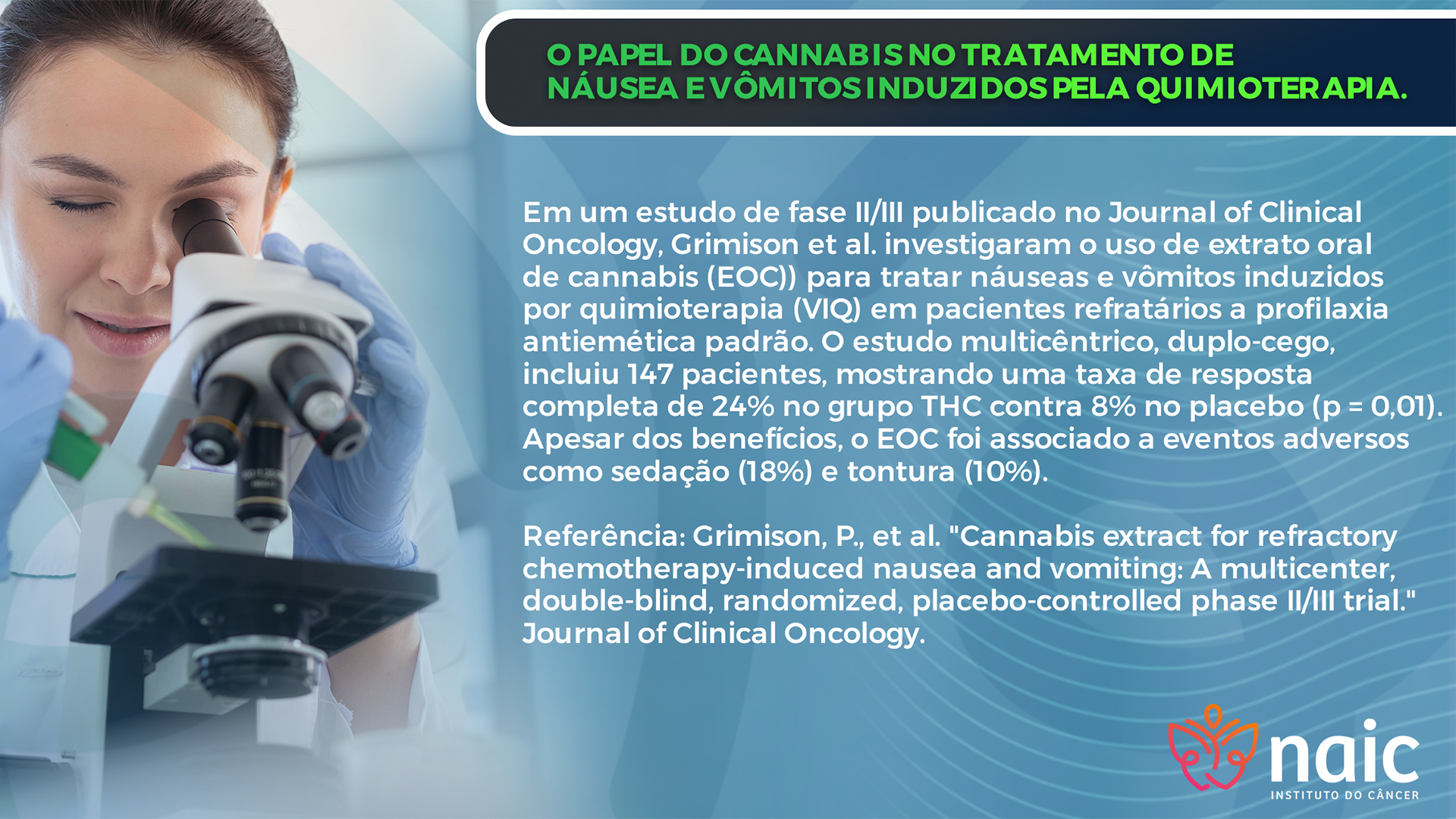 O papel do cannabis no tratamento de nusea e vmitos induzidos pela quimioterapia . Clique e leia o artigo!