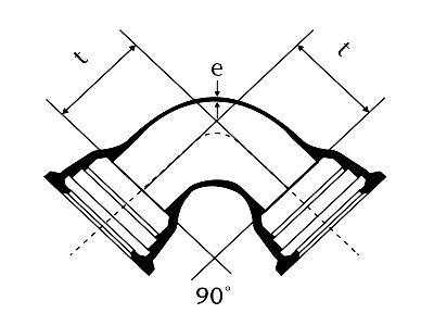 Desenho tcnico Curva 90 com Bolsas JGS