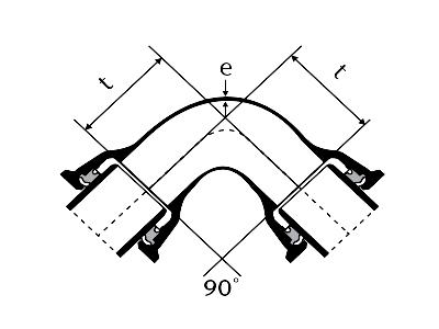 Desenho tcnico Curva 90 com Bolsas JTI